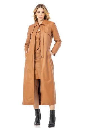 Sobretudo Couro Marrom